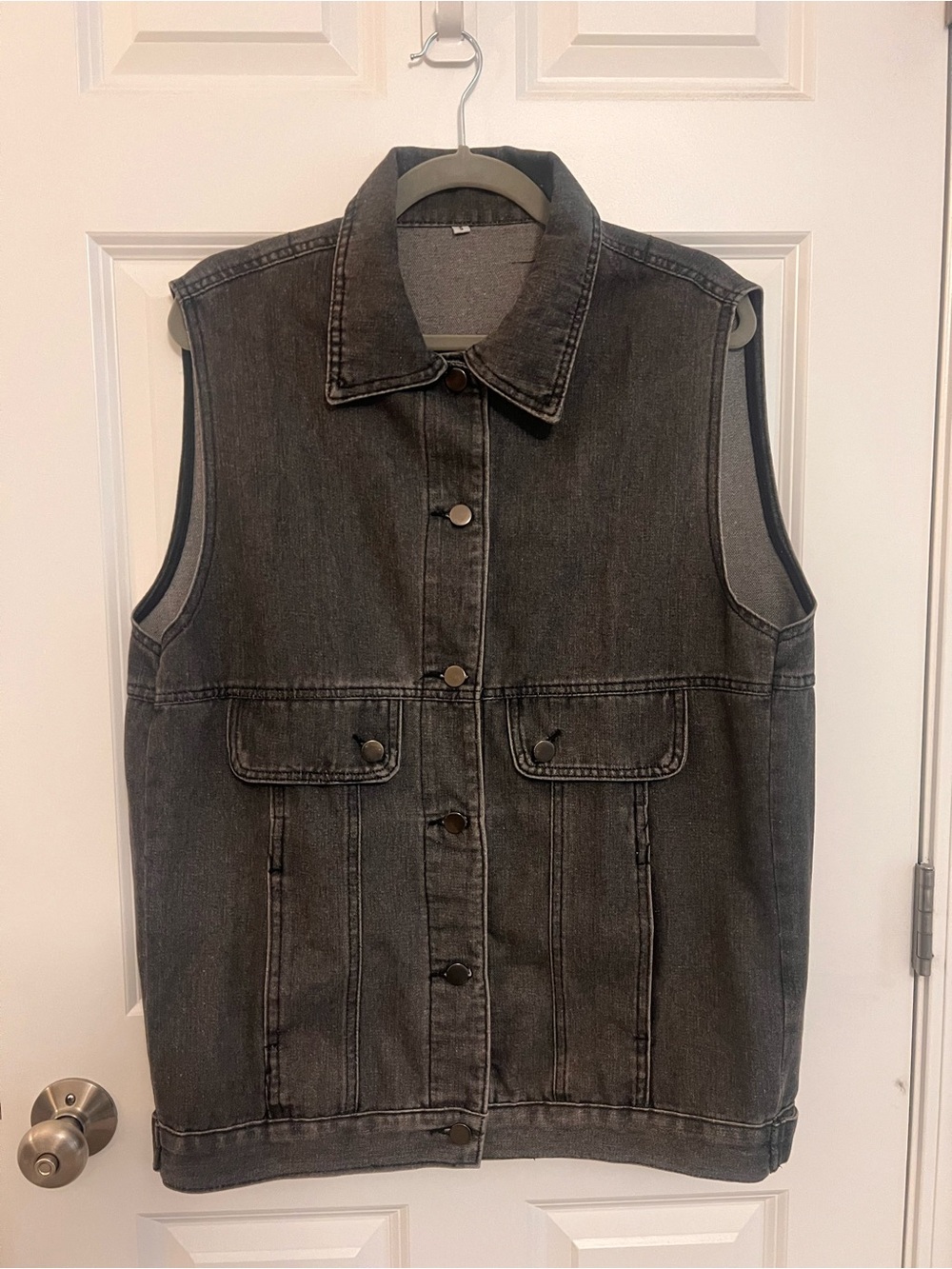 Oversized Washed Black Denim Vest- NWOT
